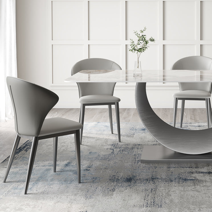 Modern Sintered Stone Dining Table Rectangular Dining Table Set with Metal Base Clearhalo 'Dining Room Sets' 'Dining Tables & Seating' 'dining_room_set' 'furn' 'furn_dining_room_set' 'Furniture' 'furniture_dining_room_set' 'Kitchen & Dining Furniture' 'kitchen&dining_furn' 'kitchen' 3473877