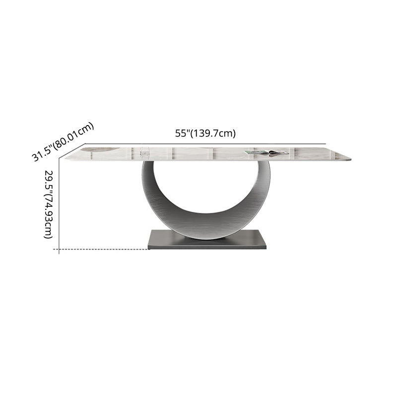 Modern Sintered Stone Dining Table Rectangular Dining Table Set with Metal Base Clearhalo 'Dining Room Sets' 'Dining Tables & Seating' 'dining_room_set' 'furn' 'furn_dining_room_set' 'Furniture' 'furniture_dining_room_set' 'Kitchen & Dining Furniture' 'kitchen&dining_furn' 'kitchen' 3473879