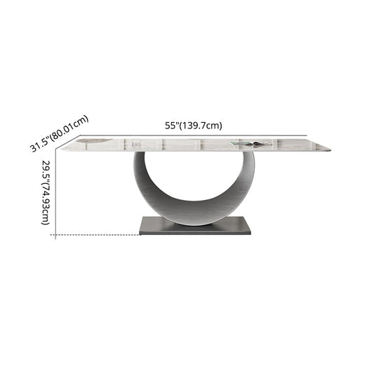 Modern Sintered Stone Dining Table Rectangular Dining Table Set with Metal Base Clearhalo 'Dining Room Sets' 'Dining Tables & Seating' 'dining_room_set' 'furn' 'furn_dining_room_set' 'Furniture' 'furniture_dining_room_set' 'Kitchen & Dining Furniture' 'kitchen&dining_furn' 'kitchen' 3473879