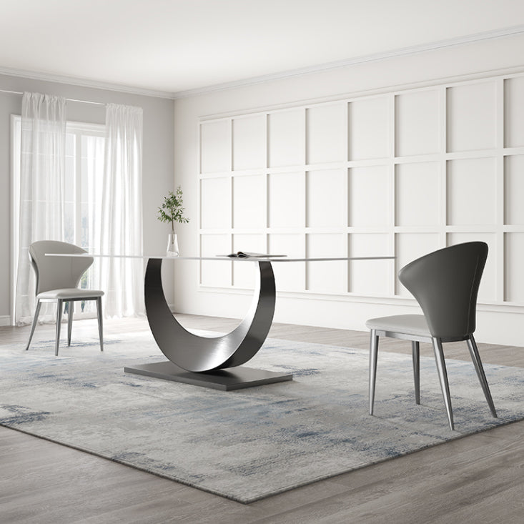 Modern Sintered Stone Dining Table Rectangular Dining Table Set with Metal Base Clearhalo 'Dining Room Sets' 'Dining Tables & Seating' 'dining_room_set' 'furn' 'furn_dining_room_set' 'Furniture' 'furniture_dining_room_set' 'Kitchen & Dining Furniture' 'kitchen&dining_furn' 'kitchen' 3473885