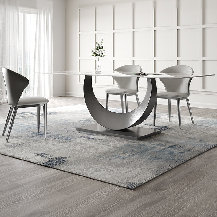 Modern Sintered Stone Dining Table Rectangular Dining Table Set with Metal Base Clearhalo 'Dining Room Sets' 'Dining Tables & Seating' 'dining_room_set' 'furn' 'furn_dining_room_set' 'Furniture' 'furniture_dining_room_set' 'Kitchen & Dining Furniture' 'kitchen&dining_furn' 'kitchen' 3473886