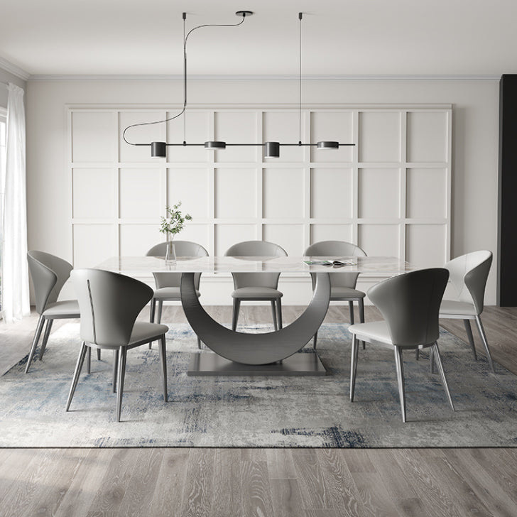 Modern Sintered Stone Dining Table Rectangular Dining Table Set with Metal Base Clearhalo 'Dining Room Sets' 'Dining Tables & Seating' 'dining_room_set' 'furn' 'furn_dining_room_set' 'Furniture' 'furniture_dining_room_set' 'Kitchen & Dining Furniture' 'kitchen&dining_furn' 'kitchen' 3473887