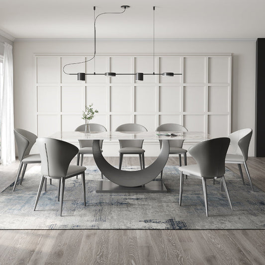 Modern Sintered Stone Dining Table Rectangular Dining Table Set with Metal Base Clearhalo 'Dining Room Sets' 'Dining Tables & Seating' 'dining_room_set' 'furn' 'furn_dining_room_set' 'Furniture' 'furniture_dining_room_set' 'Kitchen & Dining Furniture' 'kitchen&dining_furn' 'kitchen' 3473887