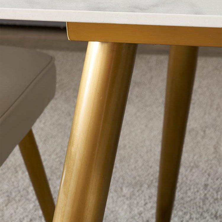 Modern Style Sintered Stone Dining Table with White Fixed Table for Home Use Clearhalo 'Dining Room Sets' 'Dining Tables & Seating' 'dining_room_set' 'furn' 'furn_dining_room_set' 'Furniture' 'furniture_dining_room_set' 'Kitchen & Dining Furniture' 'kitchen&dining_furn' 'kitchen' 3473905