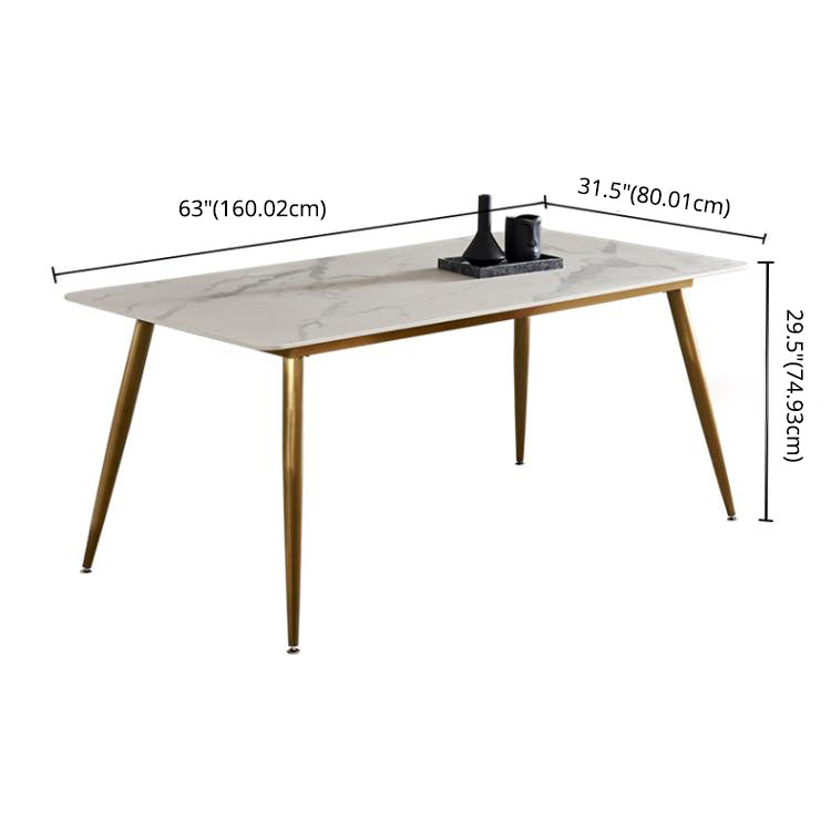 Modern Style Sintered Stone Dining Table with White Fixed Table for Home Use Clearhalo 'Dining Room Sets' 'Dining Tables & Seating' 'dining_room_set' 'furn' 'furn_dining_room_set' 'Furniture' 'furniture_dining_room_set' 'Kitchen & Dining Furniture' 'kitchen&dining_furn' 'kitchen' 3473909