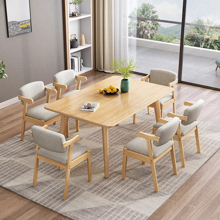 Contemporary Style Dining Room Set with Solid Wood Dining Table and Chairs 7 Piece Set Clearhalo 'Dining Room Sets' 'Dining Tables & Seating' 'dining_room_set' 'furn' 'furn_dining_room_set' 'Furniture' 'furniture_dining_room_set' 'Kitchen & Dining Furniture' 'kitchen&dining_furn' 'kitchen' 3473912