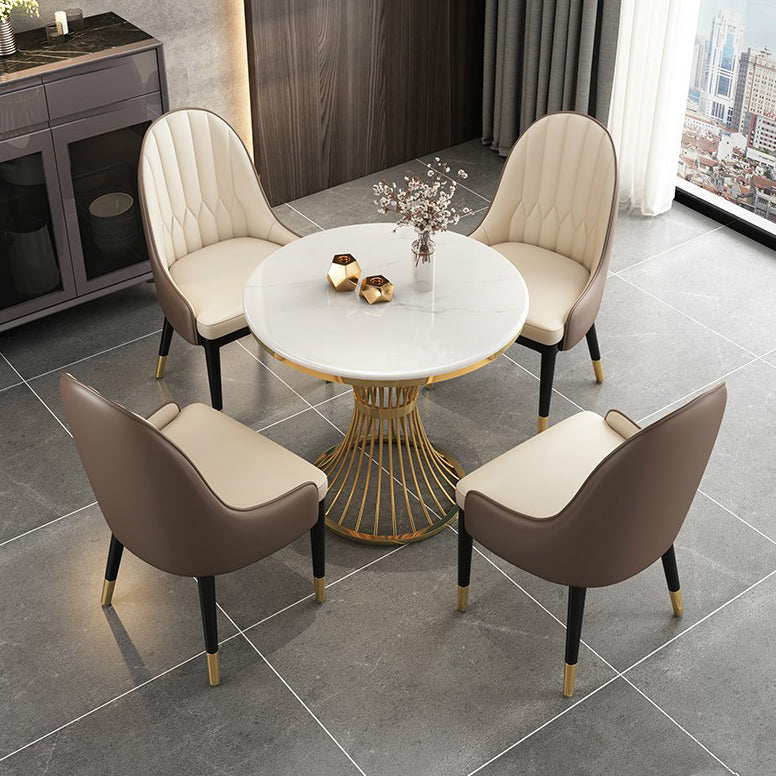 Scandinavian Sintered Stone Dining Room Set Standard Height with Gold Base Dining Furniture Clearhalo 'Dining Room Sets' 'Dining Tables & Seating' 'dining_room_set' 'furn' 'furn_dining_room_set' 'Furniture' 'furniture_dining_room_set' 'Kitchen & Dining Furniture' 'kitchen&dining_furn' 'kitchen' 3473923