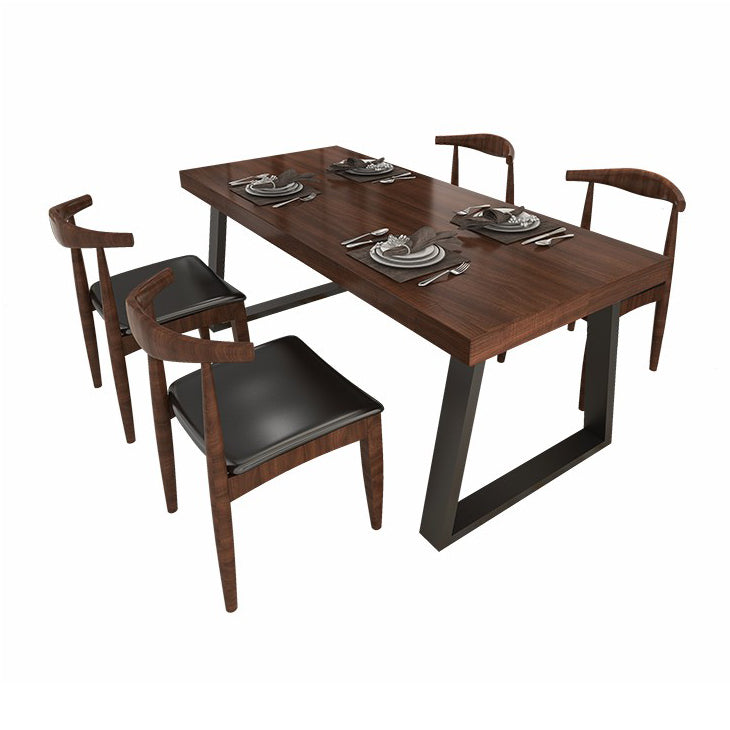 Industrial Solid Wood Top Dining Room Set with Rectangle Shape Dining Set for restaurant 5 Piece Set Clearhalo 'Dining Room Sets' 'Dining Tables & Seating' 'dining_room_set' 'furn' 'furn_dining_room_set' 'Furniture' 'furniture_dining_room_set' 'Kitchen & Dining Furniture' 'kitchen&dining_furn' 'kitchen' 3473953