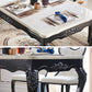 Victorian Style Marble Dining Set with White Rectangle Table and 4 Black Legs Base for Home Use Clearhalo 'Dining Room Sets' 'Dining Tables & Seating' 'dining_room_set' 'furn' 'furn_dining_room_set' 'Furniture' 'furniture_dining_room_set' 'Kitchen & Dining Furniture' 'kitchen&dining_furn' 'kitchen' 3473970