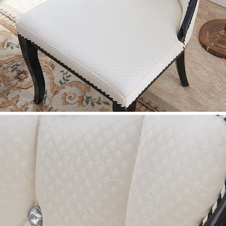 Victorian Style Marble Dining Set with White Rectangle Table and 4 Black Legs Base for Home Use Clearhalo 'Dining Room Sets' 'Dining Tables & Seating' 'dining_room_set' 'furn' 'furn_dining_room_set' 'Furniture' 'furniture_dining_room_set' 'Kitchen & Dining Furniture' 'kitchen&dining_furn' 'kitchen' 3473971