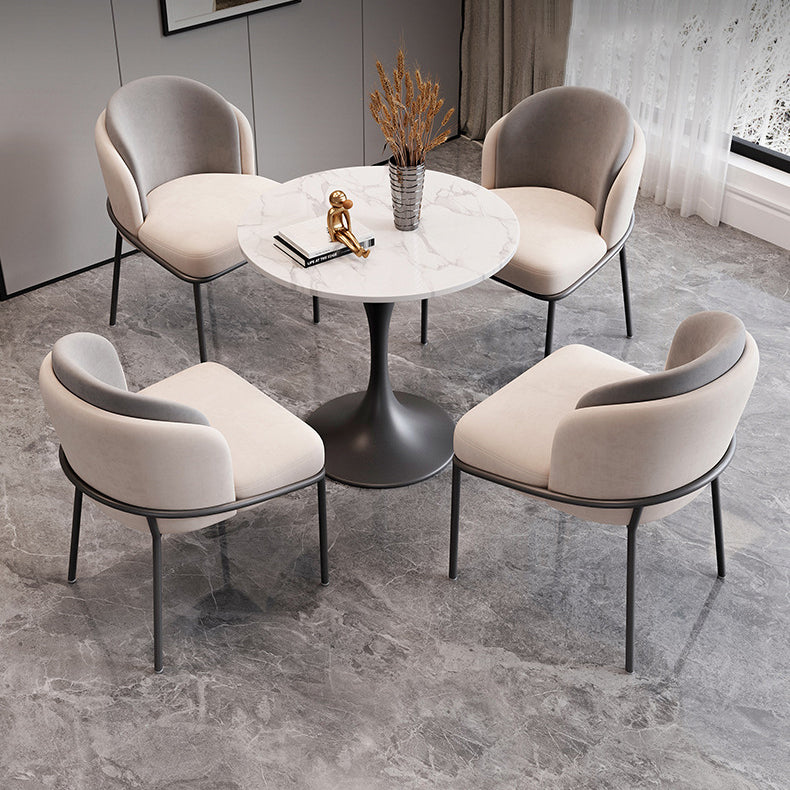 Scandinavian Dining Table Set with Marble Dining Table and Cushion Chairs Clearhalo 'Dining Room Sets' 'Dining Tables & Seating' 'dining_room_set' 'furn' 'furn_dining_room_set' 'Furniture' 'furniture_dining_room_set' 'Kitchen & Dining Furniture' 'kitchen&dining_furn' 'kitchen' 3473978
