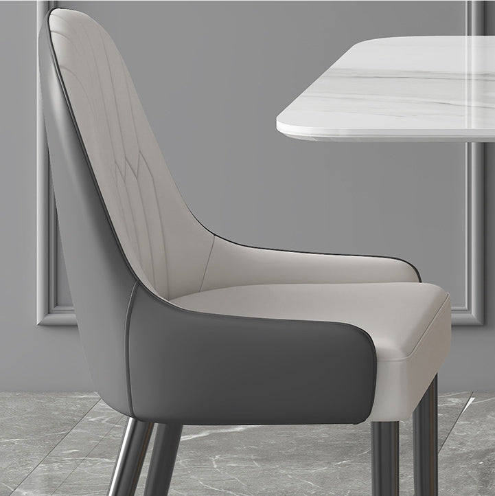 Modern Sintered Stone Rectangle Dining Room Table with Microfiber Leather Chairs for Home Clearhalo 'Dining Room Sets' 'Dining Tables & Seating' 'dining_room_set' 'furn' 'furn_dining_room_set' 'Furniture' 'furniture_dining_room_set' 'Kitchen & Dining Furniture' 'kitchen&dining_furn' 'kitchen' 3474064