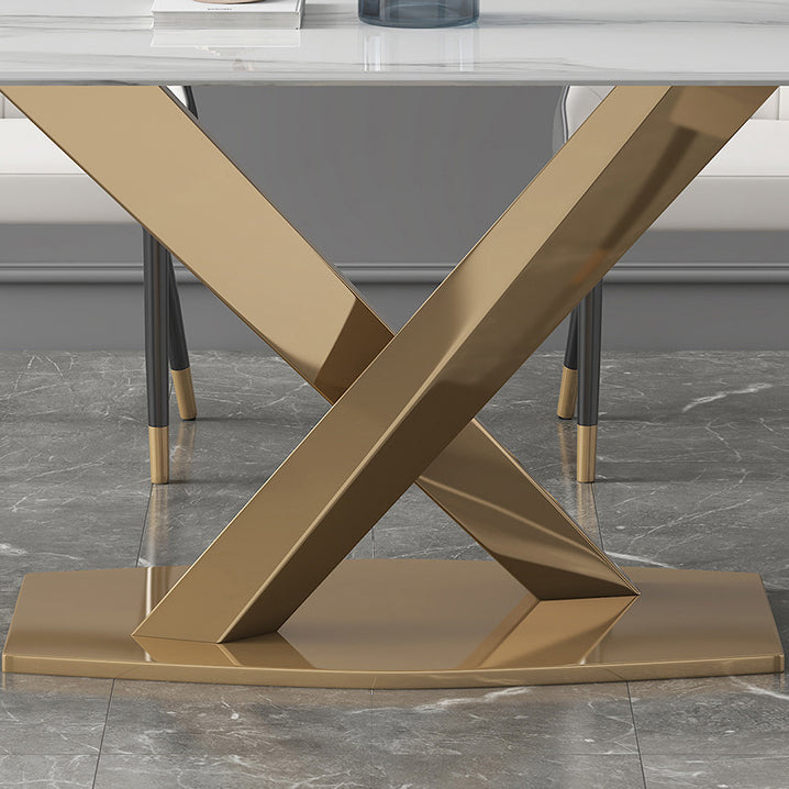 Modern Sintered Stone Rectangle Dining Room Table with Microfiber Leather Chairs for Home Clearhalo 'Dining Room Sets' 'Dining Tables & Seating' 'dining_room_set' 'furn' 'furn_dining_room_set' 'Furniture' 'furniture_dining_room_set' 'Kitchen & Dining Furniture' 'kitchen&dining_furn' 'kitchen' 3474067