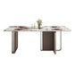 Fixed Minimalist Sintered Stone Top Kitchen Table Set of Brown Tone for Dining Room Clearhalo 'Dining Room Sets' 'Dining Tables & Seating' 'dining_room_set' 'furn' 'furn_dining_room_set' 'Furniture' 'furniture_dining_room_set' 'Kitchen & Dining Furniture' 'kitchen&dining_furn' 'kitchen' 3474078