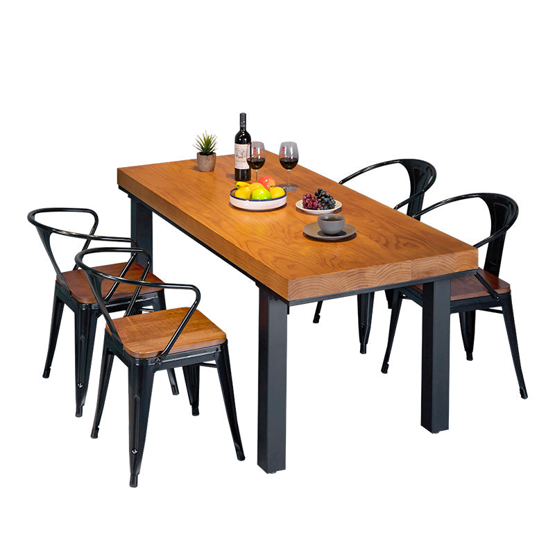 Industrial Rectangle Shape Dinette Set Solid Wood Top Dining Table Furniture for Dining Room Clearhalo 'Dining Room Sets' 'Dining Tables & Seating' 'dining_room_set' 'furn' 'furn_dining_room_set' 'Furniture' 'furniture_dining_room_set' 'Kitchen & Dining Furniture' 'kitchen&dining_furn' 'kitchen' 3474094