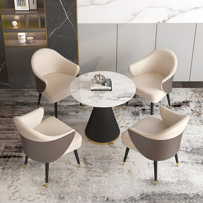 Modern Style Sintered Stone White Dining Room Set with Round Table Formal Dining Table Furniture 5 Piece Set Clearhalo 'Dining Room Sets' 'Dining Tables & Seating' 'dining_room_set' 'furn' 'furn_dining_room_set' 'Furniture' 'furniture_dining_room_set' 'Kitchen & Dining Furniture' 'kitchen&dining_furn' 'kitchen' 3474107