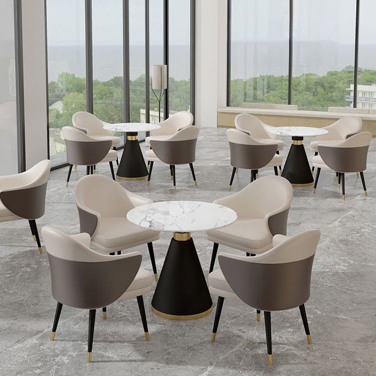 Modern Style Sintered Stone White Dining Room Set with Round Table Formal Dining Table Furniture Clearhalo 'Dining Room Sets' 'Dining Tables & Seating' 'dining_room_set' 'furn' 'furn_dining_room_set' 'Furniture' 'furniture_dining_room_set' 'Kitchen & Dining Furniture' 'kitchen&dining_furn' 'kitchen' 3474109
