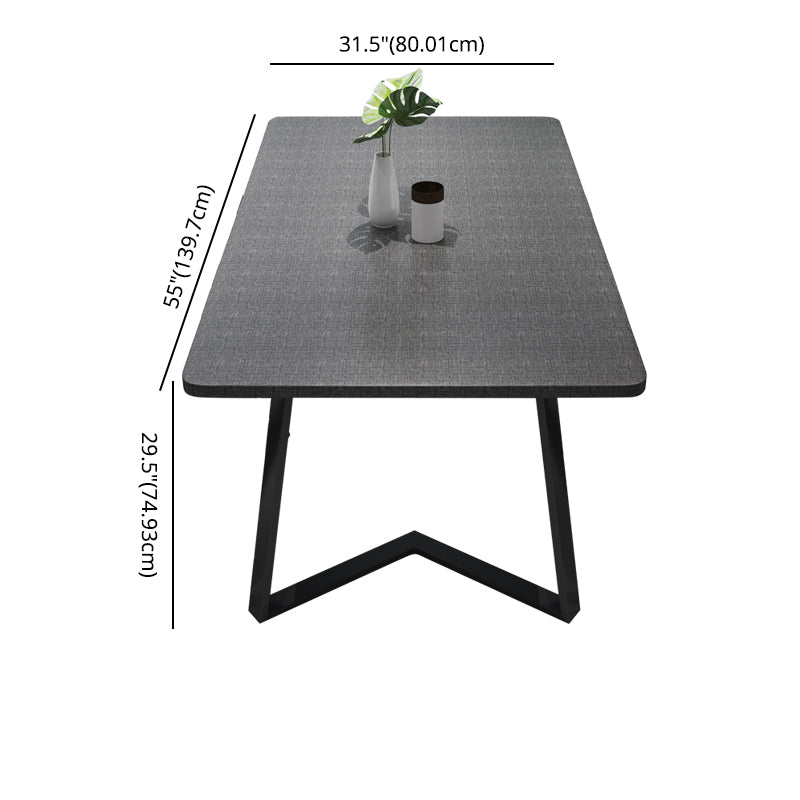 Modern Style Traditional Height Dining Set with Rectangle Shape Table and Black Double Pedestal Base Clearhalo 'Dining Room Sets' 'Dining Tables & Seating' 'dining_room_set' 'furn' 'furn_dining_room_set' 'Furniture' 'furniture_dining_room_set' 'Kitchen & Dining Furniture' 'kitchen&dining_furn' 'kitchen' 3474130