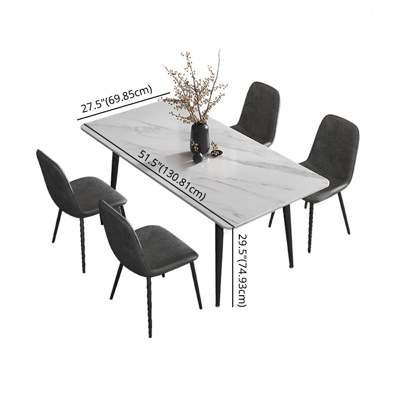 Modern Style Sintered Stone Dining Room Set with Fixed Rectangle Shape Table and 4 Legs Base Clearhalo 'Dining Room Sets' 'Dining Tables & Seating' 'dining_room_set' 'furn' 'furn_dining_room_set' 'Furniture' 'furniture_dining_room_set' 'Kitchen & Dining Furniture' 'kitchen&dining_furn' 'kitchen' 3474143