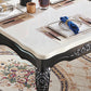 Victorian Style Marble Dining Set with White Table and 4 Black Legs Base for Home Use Clearhalo 'Dining Room Sets' 'Dining Tables & Seating' 'dining_room_set' 'furn' 'furn_dining_room_set' 'Furniture' 'furniture_dining_room_set' 'Kitchen & Dining Furniture' 'kitchen&dining_furn' 'kitchen' 3474150