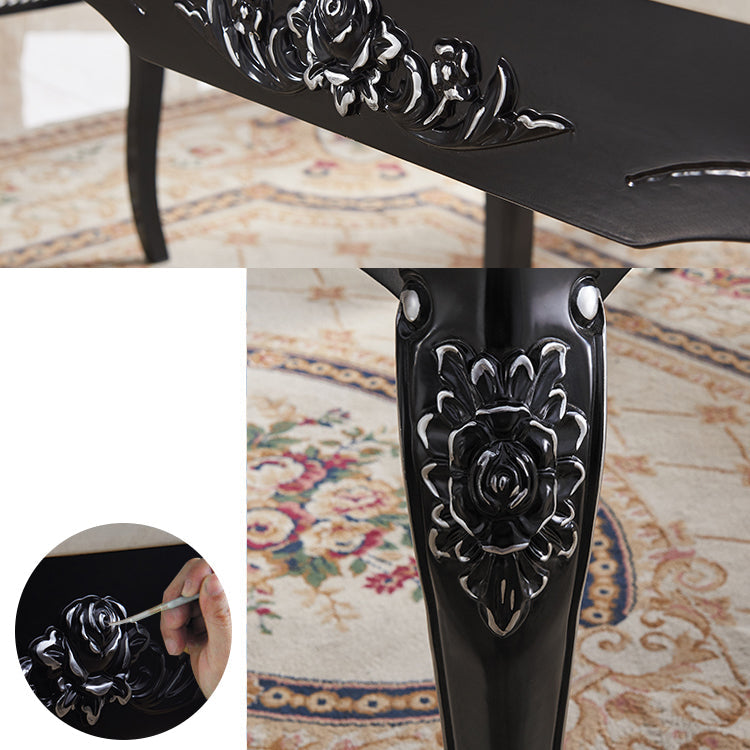 Victorian Style Marble Dining Set with White Table and 4 Black Legs Base for Home Use Clearhalo 'Dining Room Sets' 'Dining Tables & Seating' 'dining_room_set' 'furn' 'furn_dining_room_set' 'Furniture' 'furniture_dining_room_set' 'Kitchen & Dining Furniture' 'kitchen&dining_furn' 'kitchen' 3474152