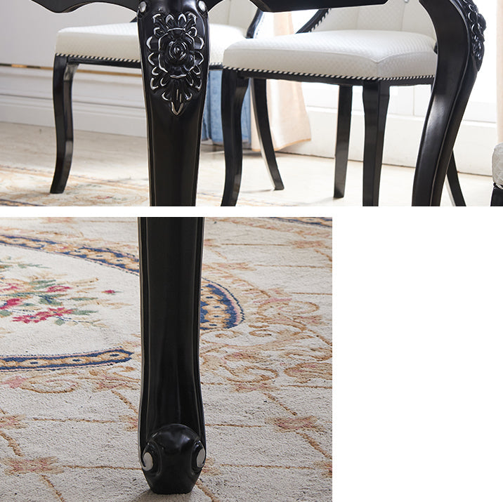 Victorian Style Marble Dining Set with White Table and 4 Black Legs Base for Home Use Clearhalo 'Dining Room Sets' 'Dining Tables & Seating' 'dining_room_set' 'furn' 'furn_dining_room_set' 'Furniture' 'furniture_dining_room_set' 'Kitchen & Dining Furniture' 'kitchen&dining_furn' 'kitchen' 3474153