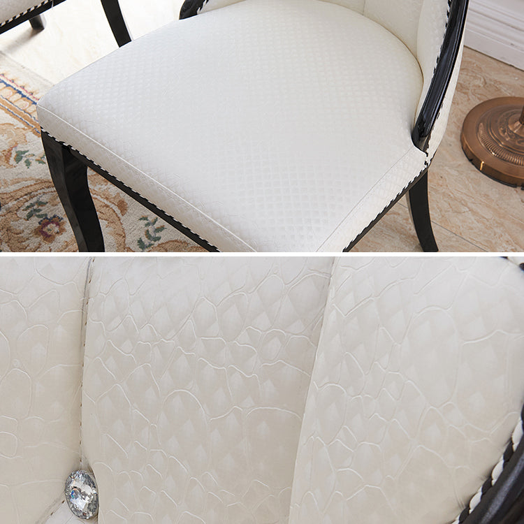 Victorian Style Marble Dining Set with White Table and 4 Black Legs Base for Home Use Clearhalo 'Dining Room Sets' 'Dining Tables & Seating' 'dining_room_set' 'furn' 'furn_dining_room_set' 'Furniture' 'furniture_dining_room_set' 'Kitchen & Dining Furniture' 'kitchen&dining_furn' 'kitchen' 3474155