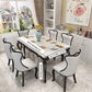 Victorian Style Marble Dining Set with White Table and 4 Black Legs Base for Home Use Clearhalo 'Dining Room Sets' 'Dining Tables & Seating' 'dining_room_set' 'furn' 'furn_dining_room_set' 'Furniture' 'furniture_dining_room_set' 'Kitchen & Dining Furniture' 'kitchen&dining_furn' 'kitchen' 3474157