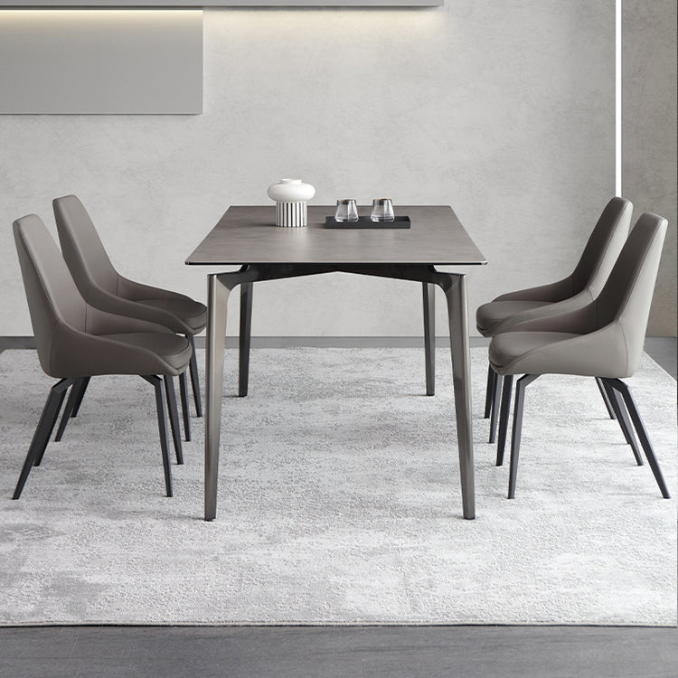 Minimalist Dining Table Set Metal Frame Grey Slate Rectangular Dining Table Set with 4 Legs Base Clearhalo 'Dining Room Sets' 'Dining Tables & Seating' 'dining_room_set' 'furn' 'furn_dining_room_set' 'Furniture' 'furniture_dining_room_set' 'Kitchen & Dining Furniture' 'kitchen&dining_furn' 'kitchen' 3474171