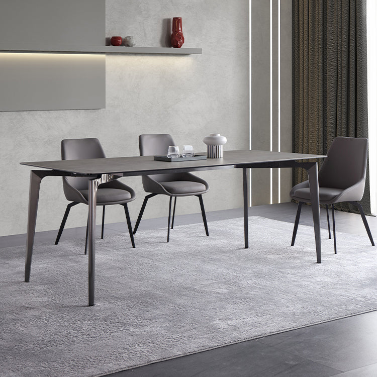 Minimalist Dining Table Set Metal Frame Grey Slate Rectangular Dining Table Set with 4 Legs Base Clearhalo 'Dining Room Sets' 'Dining Tables & Seating' 'dining_room_set' 'furn' 'furn_dining_room_set' 'Furniture' 'furniture_dining_room_set' 'Kitchen & Dining Furniture' 'kitchen&dining_furn' 'kitchen' 3474172