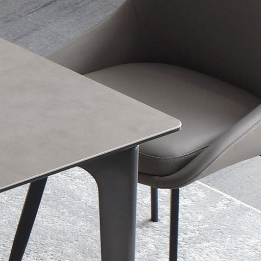 Minimalist Dining Table Set Metal Frame Grey Slate Rectangular Dining Table Set with 4 Legs Base Clearhalo 'Dining Room Sets' 'Dining Tables & Seating' 'dining_room_set' 'furn' 'furn_dining_room_set' 'Furniture' 'furniture_dining_room_set' 'Kitchen & Dining Furniture' 'kitchen&dining_furn' 'kitchen' 3474178