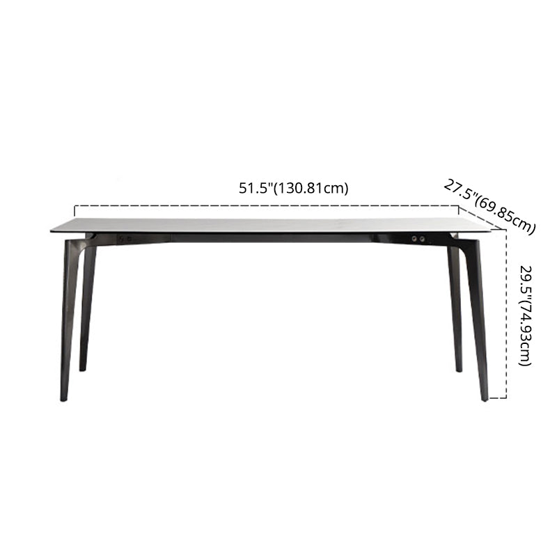 Minimalist Dining Table Set Metal Frame Grey Slate Rectangular Dining Table Set with 4 Legs Base Clearhalo 'Dining Room Sets' 'Dining Tables & Seating' 'dining_room_set' 'furn' 'furn_dining_room_set' 'Furniture' 'furniture_dining_room_set' 'Kitchen & Dining Furniture' 'kitchen&dining_furn' 'kitchen' 3474180