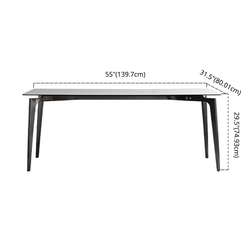 Minimalist Dining Table Set Metal Frame Grey Slate Rectangular Dining Table Set with 4 Legs Base Clearhalo 'Dining Room Sets' 'Dining Tables & Seating' 'dining_room_set' 'furn' 'furn_dining_room_set' 'Furniture' 'furniture_dining_room_set' 'Kitchen & Dining Furniture' 'kitchen&dining_furn' 'kitchen' 3474181