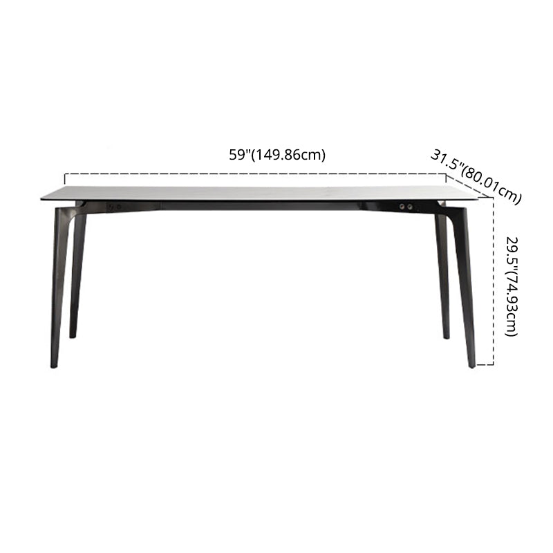 Minimalist Dining Table Set Metal Frame Grey Slate Rectangular Dining Table Set with 4 Legs Base Clearhalo 'Dining Room Sets' 'Dining Tables & Seating' 'dining_room_set' 'furn' 'furn_dining_room_set' 'Furniture' 'furniture_dining_room_set' 'Kitchen & Dining Furniture' 'kitchen&dining_furn' 'kitchen' 3474182