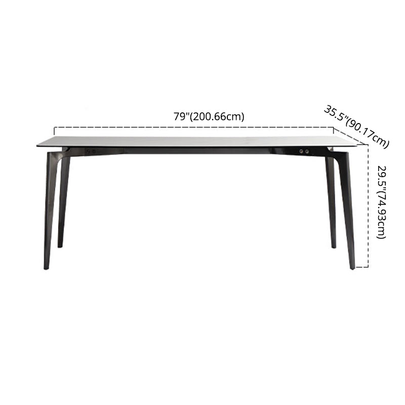 Minimalist Dining Table Set Metal Frame Grey Slate Rectangular Dining Table Set with 4 Legs Base Clearhalo 'Dining Room Sets' 'Dining Tables & Seating' 'dining_room_set' 'furn' 'furn_dining_room_set' 'Furniture' 'furniture_dining_room_set' 'Kitchen & Dining Furniture' 'kitchen&dining_furn' 'kitchen' 3474185