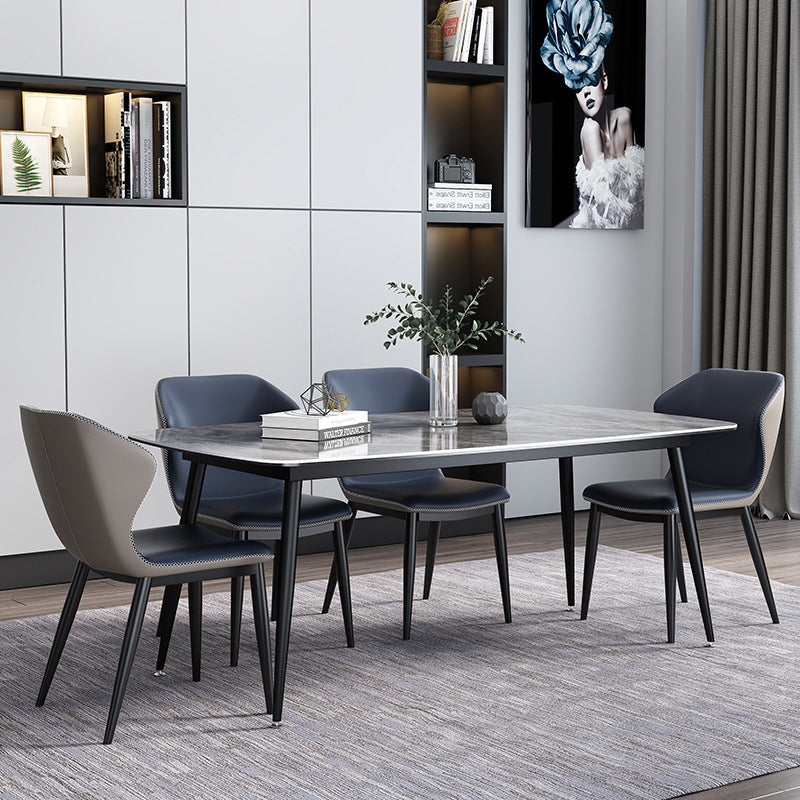Modern Style Dining Room Set with Sintered Stone Dining Table and Upholstery Chairs Clearhalo 'Dining Room Sets' 'Dining Tables & Seating' 'dining_room_set' 'furn' 'furn_dining_room_set' 'Furniture' 'furniture_dining_room_set' 'Kitchen & Dining Furniture' 'kitchen&dining_furn' 'kitchen' 3474200