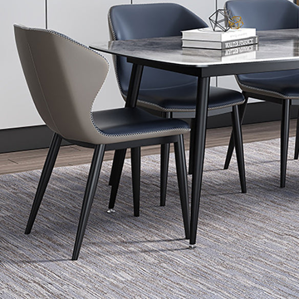 Modern Style Dining Room Set with Sintered Stone Dining Table and Upholstery Chairs Clearhalo 'Dining Room Sets' 'Dining Tables & Seating' 'dining_room_set' 'furn' 'furn_dining_room_set' 'Furniture' 'furniture_dining_room_set' 'Kitchen & Dining Furniture' 'kitchen&dining_furn' 'kitchen' 3474208