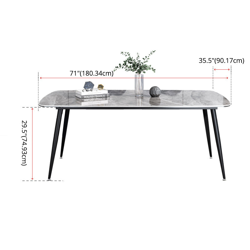 Modern Style Dining Room Set with Sintered Stone Dining Table and Upholstery Chairs Clearhalo 'Dining Room Sets' 'Dining Tables & Seating' 'dining_room_set' 'furn' 'furn_dining_room_set' 'Furniture' 'furniture_dining_room_set' 'Kitchen & Dining Furniture' 'kitchen&dining_furn' 'kitchen' 3474211
