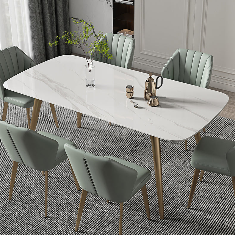 Contemporary Table Dining Set with Sintered Stone Table and Upholstered Chairs Clearhalo 'Dining Room Sets' 'Dining Tables & Seating' 'dining_room_set' 'furn' 'furn_dining_room_set' 'Furniture' 'furniture_dining_room_set' 'Kitchen & Dining Furniture' 'kitchen&dining_furn' 'kitchen' 3474228