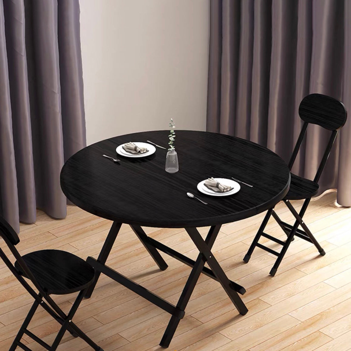 Standard Wooden Too Dining Table Set with Black Metallic Legs for Dining Furniture Clearhalo 'Dining Room Sets' 'Dining Tables & Seating' 'dining_room_set' 'furn' 'furn_dining_room_set' 'Furniture' 'furniture_dining_room_set' 'Kitchen & Dining Furniture' 'kitchen&dining_furn' 'kitchen' 3474237