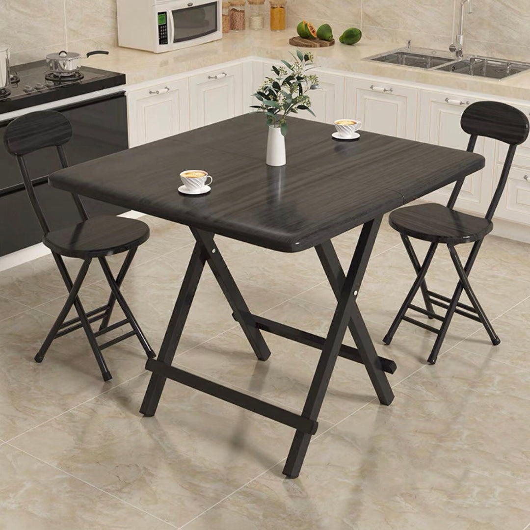 Modern Style Compact Wood Top Dining Set with 4 Black Metallic Legs Base for Dining Furniture Clearhalo 'Dining Room Sets' 'Dining Tables & Seating' 'dining_room_set' 'furn' 'furn_dining_room_set' 'Furniture' 'furniture_dining_room_set' 'Kitchen & Dining Furniture' 'kitchen&dining_furn' 'kitchen' 3474280