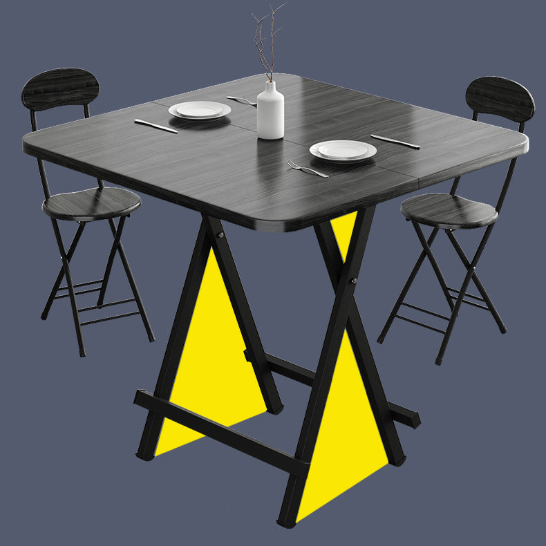 Modern Style Compact Wood Top Dining Set with 4 Black Metallic Legs Base for Dining Furniture Clearhalo 'Dining Room Sets' 'Dining Tables & Seating' 'dining_room_set' 'furn' 'furn_dining_room_set' 'Furniture' 'furniture_dining_room_set' 'Kitchen & Dining Furniture' 'kitchen&dining_furn' 'kitchen' 3474283