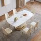 Glam Sintered Stone White Dining Room Set with Round Table Dining Table Furniture 7 Piece Set Clearhalo 'Dining Room Sets' 'Dining Tables & Seating' 'dining_room_set' 'furn' 'furn_dining_room_set' 'Furniture' 'furniture_dining_room_set' 'Kitchen & Dining Furniture' 'kitchen&dining_furn' 'kitchen' 3474290