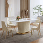 Glam Sintered Stone White Dining Room Set with Round Table Dining Table Furniture Clearhalo 'Dining Room Sets' 'Dining Tables & Seating' 'dining_room_set' 'furn' 'furn_dining_room_set' 'Furniture' 'furniture_dining_room_set' 'Kitchen & Dining Furniture' 'kitchen&dining_furn' 'kitchen' 3474291