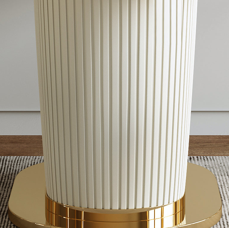 Glam Sintered Stone White Dining Room Set with Round Table Dining Table Furniture Clearhalo 'Dining Room Sets' 'Dining Tables & Seating' 'dining_room_set' 'furn' 'furn_dining_room_set' 'Furniture' 'furniture_dining_room_set' 'Kitchen & Dining Furniture' 'kitchen&dining_furn' 'kitchen' 3474292