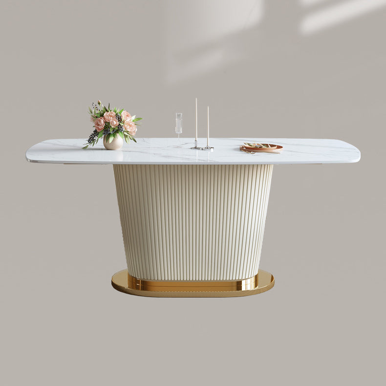 Glam Sintered Stone White Dining Room Set with Round Table Dining Table Furniture Clearhalo 'Dining Room Sets' 'Dining Tables & Seating' 'dining_room_set' 'furn' 'furn_dining_room_set' 'Furniture' 'furniture_dining_room_set' 'Kitchen & Dining Furniture' 'kitchen&dining_furn' 'kitchen' 3474293