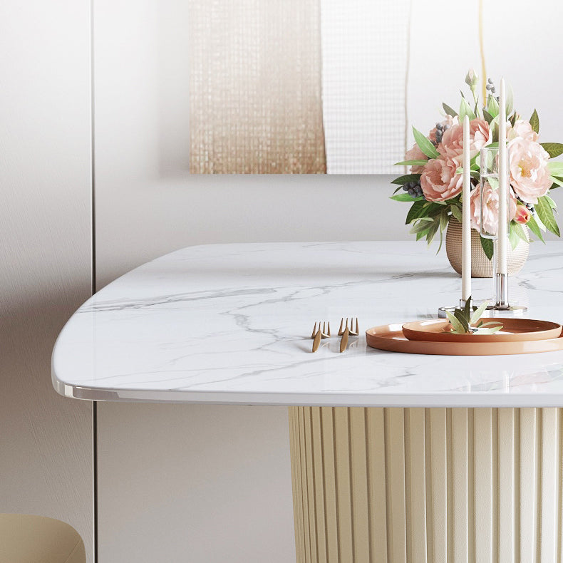 Glam Sintered Stone White Dining Room Set with Round Table Dining Table Furniture Clearhalo 'Dining Room Sets' 'Dining Tables & Seating' 'dining_room_set' 'furn' 'furn_dining_room_set' 'Furniture' 'furniture_dining_room_set' 'Kitchen & Dining Furniture' 'kitchen&dining_furn' 'kitchen' 3474295