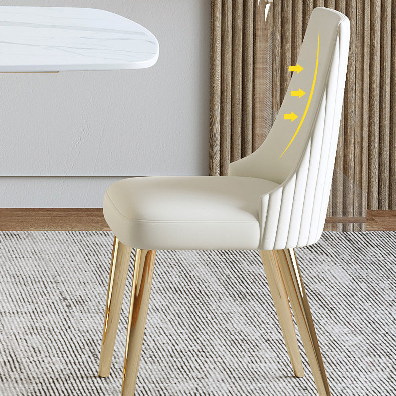 Glam Sintered Stone White Dining Room Set with Round Table Dining Table Furniture Clearhalo 'Dining Room Sets' 'Dining Tables & Seating' 'dining_room_set' 'furn' 'furn_dining_room_set' 'Furniture' 'furniture_dining_room_set' 'Kitchen & Dining Furniture' 'kitchen&dining_furn' 'kitchen' 3474296