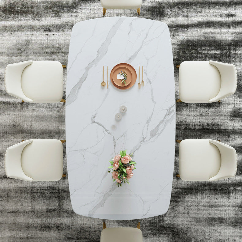 Glam Sintered Stone White Dining Room Set with Round Table Dining Table Furniture Clearhalo 'Dining Room Sets' 'Dining Tables & Seating' 'dining_room_set' 'furn' 'furn_dining_room_set' 'Furniture' 'furniture_dining_room_set' 'Kitchen & Dining Furniture' 'kitchen&dining_furn' 'kitchen' 3474305