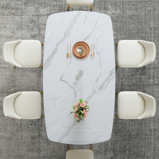 Glam Sintered Stone White Dining Room Set with Round Table Dining Table Furniture Clearhalo 'Dining Room Sets' 'Dining Tables & Seating' 'dining_room_set' 'furn' 'furn_dining_room_set' 'Furniture' 'furniture_dining_room_set' 'Kitchen & Dining Furniture' 'kitchen&dining_furn' 'kitchen' 3474305